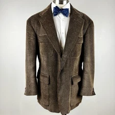 CLASSIC Tallia Uomo 42S brown cotton corduroy half belted 3 roll 2 blazer jacket
