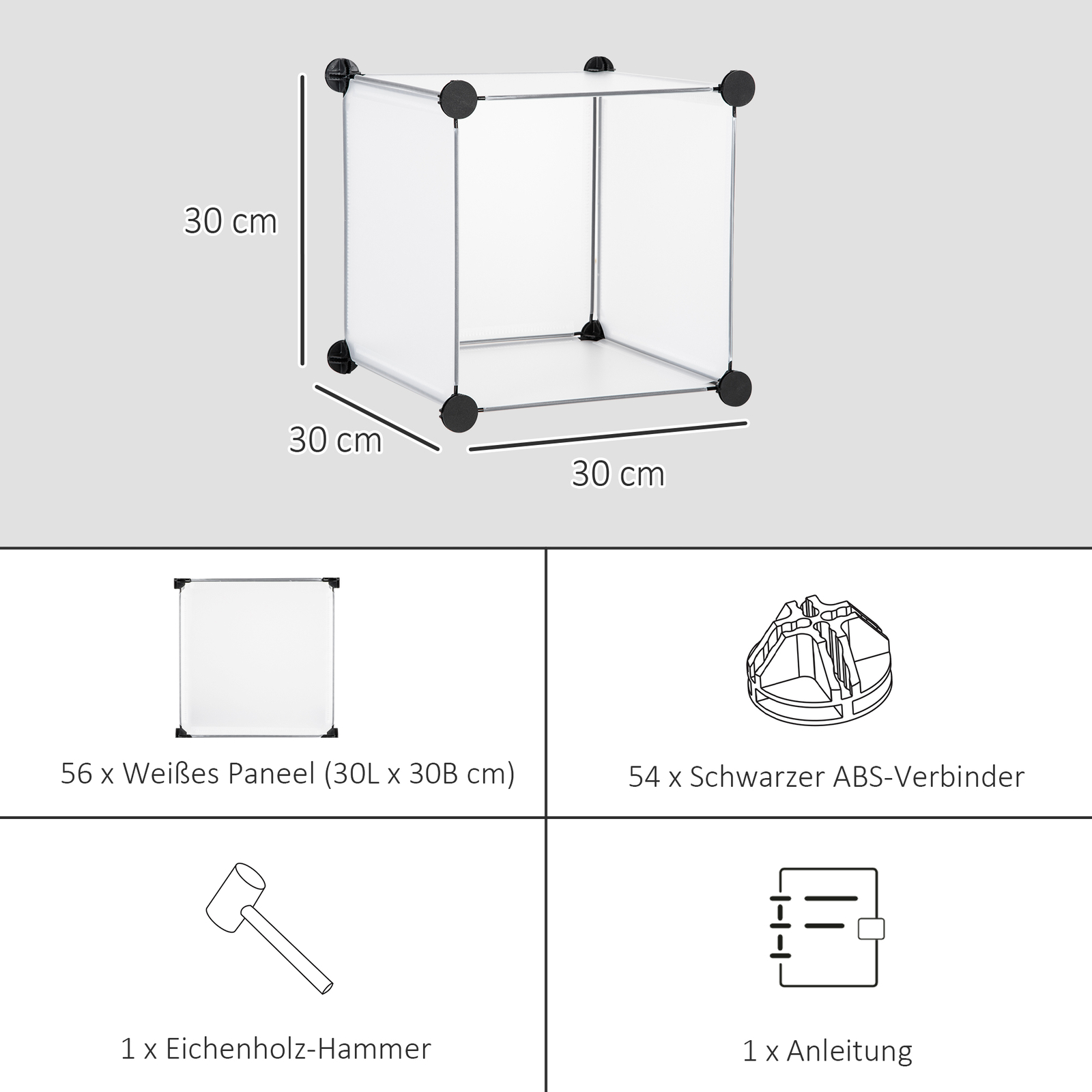 DIY Würfel Regalsystem 16 Würfeln Standregal Weiß 125 x 32 x 125 cm