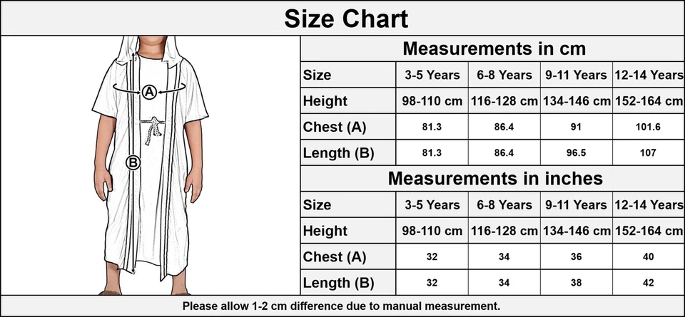 Kids Boys Xmas Nativity Joseph Costume Townspeople Villager Costume Age 3-14 Yr - Image 2 of 2