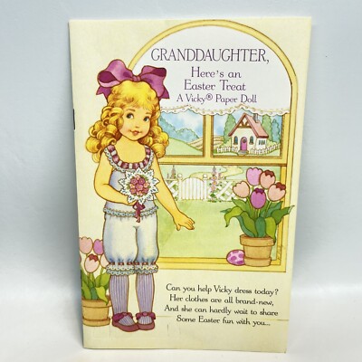 Vtg Granddaughter Vicky Paper Doll Easter Greeting Card No Envelope FLAWS