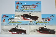 3 lures zman z-man crosseyez chatterbait 3/8oz snag resist bladed jig chili dog
