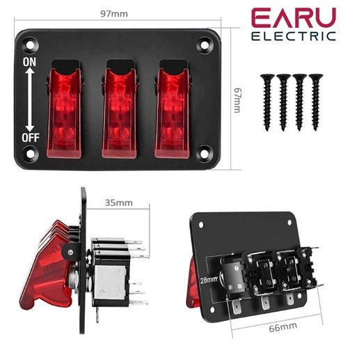 Panel de interruptores 24/12V coche de carreras arranque encendido botón luz palanca basculante - Imagen 5 de 18