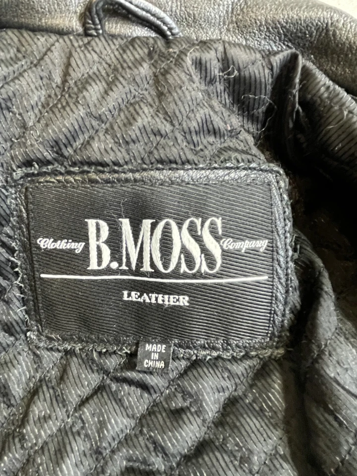 Chaqueta para mujer B. Moss pequeña negra con cinturón de cuero manga larga cremallera completa Foto 3 de 4