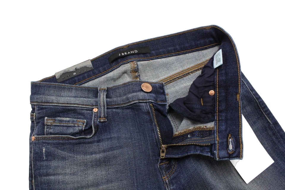 J Brand Skinny Leg MisFit Mujeres Jeans W28 Angustiado Rasgado Elástico Zip Azul - Imagen 4 de 4