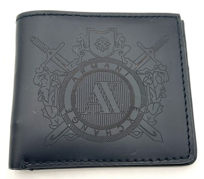 Armani Exchange Black Leather Bi-Fold Wallet With AX Crest Design Vtg