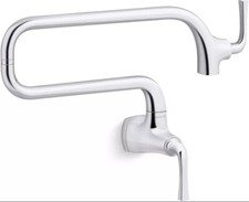 KOHLER K-22066-CP Graze Wall Mount Pot Filler Faucet, Polished Chrome