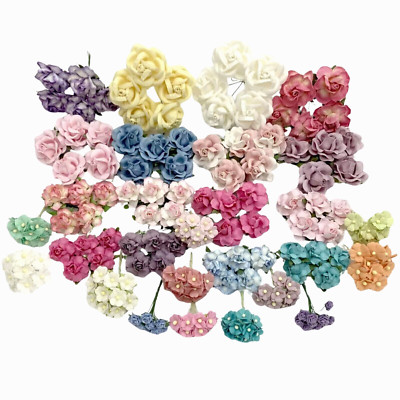 200 Pastel Mixed Crafts Paper Flower Wedding bouquet DIY Scrapbook (TH/8MixA-A1)
