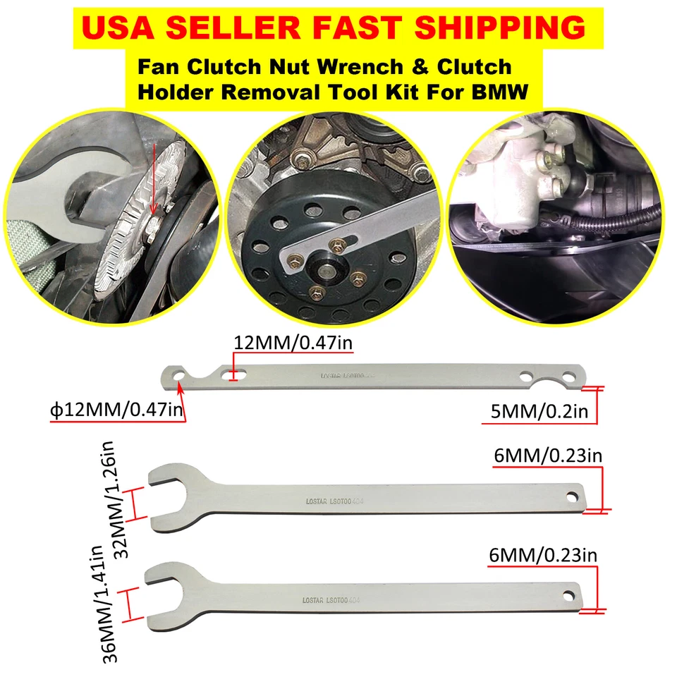 Lüfter Kupplungsmutter Schraubenschlüssel Wasserpumpe Entfernung BMW 36mm+32mm - Bild 3 von 3