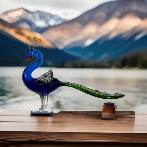 glass peacock figurine 4 1/2” Long 3” Tall 1 1/2 “ Wide