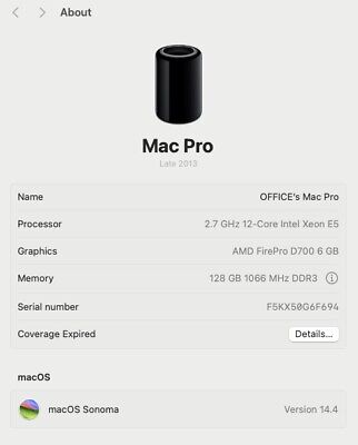 Cherry Red 2013 Apple Mac Pro 2.7GHz 12-core / 128GB / 4TB Cherry Red 2013 Apple Mac Pro 2.7GHz 12-core / 128GB / 4TB