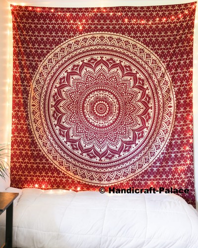 Indian Gold Ombre Mandala Tapestry Hippie Wall Hanging Bohemian Dorm ...
