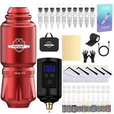 Tattoo Kit Complete Rotary Pen Machine Gun with 1500mAh Power Supply Ink Needles