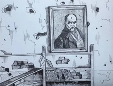 Picture of a Ukrainian artist ,"Father sees everything...", the war in Ukraine