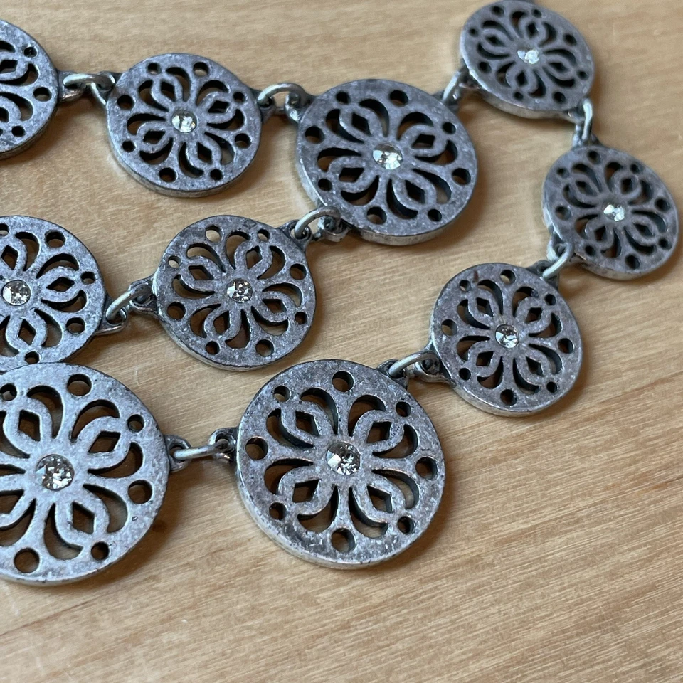 Collar Swarovski Cristal Piedra de Toque 16" Declaración Peltre Estrás Retirado Foto 3 de 4