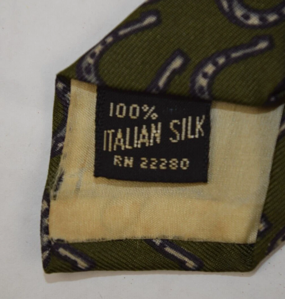 Corbata de Colección Años 60 Bloomingdales Lucky Horseshoe Seda Foulard Corbata 54" x 3.5" Foto 4 de 4