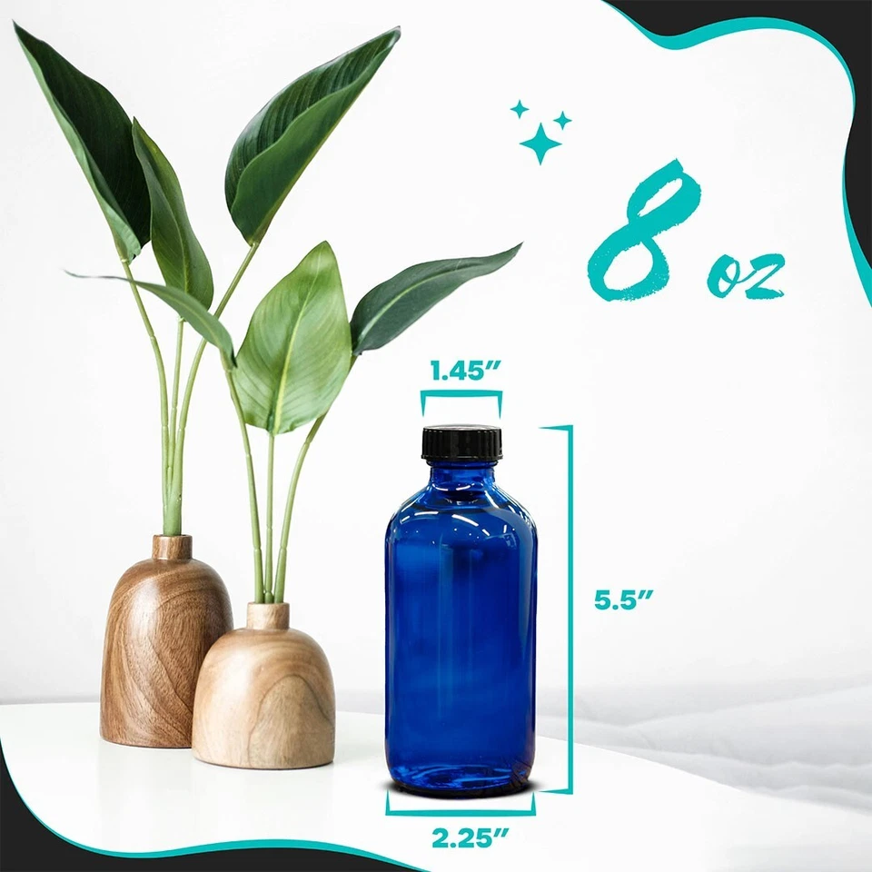 Nevlers 8 oz Boston Round Cobalt Blue Glass Bottles (Set of 12) - Image 2 of 4