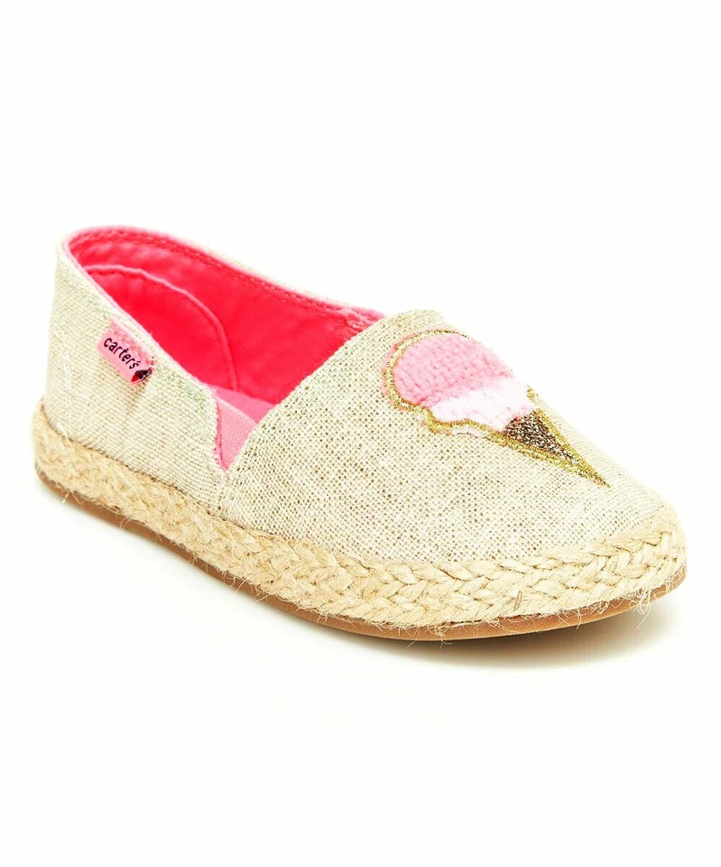CARTER'S NIÑAS ARI ALPARGATA MOCASÍN PLANO BEIGE BRONCEADO Rosa Helado TALLA 0-11 Nuevo Foto 2 de 4