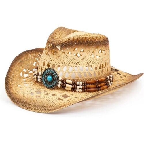 Straw Cowboy Hat for Women and Men with Shape-It Brim, Western Cowboy Hat - Picture 1 of 10