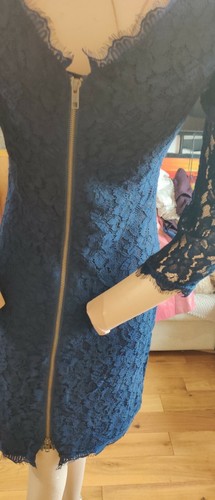 DIANE VON FURSTENBURG LACE DRESS SIZE DVF 6 UK 10 US 6 APPROX NAVY 70% RAYON - Picture 4 of 7