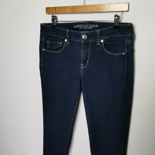 ~ American Eagle Outfitters ~ Womens Dark Blue Skinny Jeans 10L ~ W 32" L 32" ~ - Picture 3 of 12