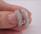 100% Genuine Moissanite Men's Classy Hoop Earring 14k White Gold Plated Silver