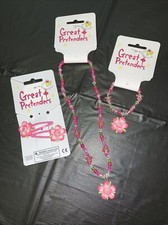 Great Pretenders Children s 3 pc Set Necklace, Bracelet, Barrettes Pink Flower