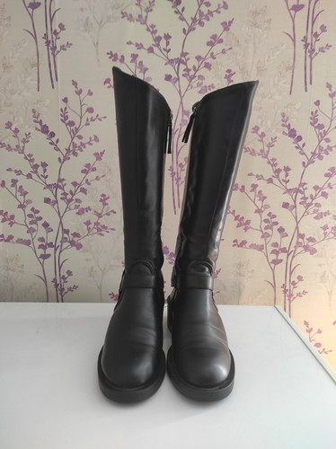 ZARA TRAFALUC TALL RIDING BOOTS FAUX LEATHER Size UK 6 EU 39 - Picture 2 of 7