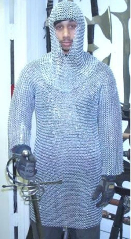 博物馆复制品手工中世纪链邮件衬衫 Coif 套装新品 — 第 2/2 张图片