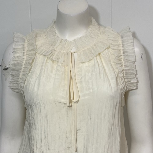 Rebecca Taylor Top S Poly Blend Pleated Ruffled Silk Pullover Sleeveless NWT - Picture 6 of 13