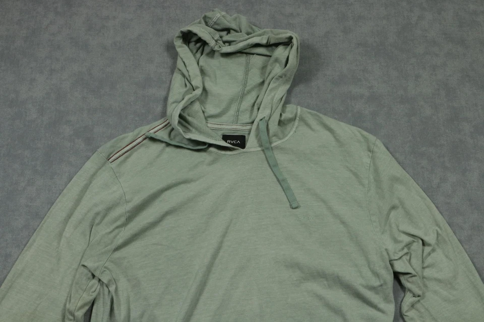 RVCA Hoodie Mens Medium Green Slim Fit Lightweight Long Sleeve Kangaroo Pocket - Image 2 of 4