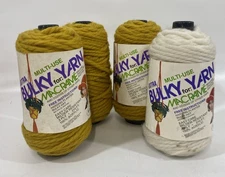 Vintage Lot Of (4) Malina Acrylic Extra Bulky Yarn For Macrame Yellow & White