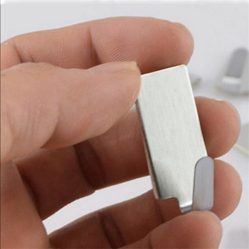 Self Adhesive Hooks Stainless Steel Strong Silver Sticky Stick On Wall Hook UK - Image 3 of 4