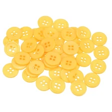 100pcs 24L Sewing Buttons 5/8" Resin Round Flat 4-Hole Craft Buttons, Yellow