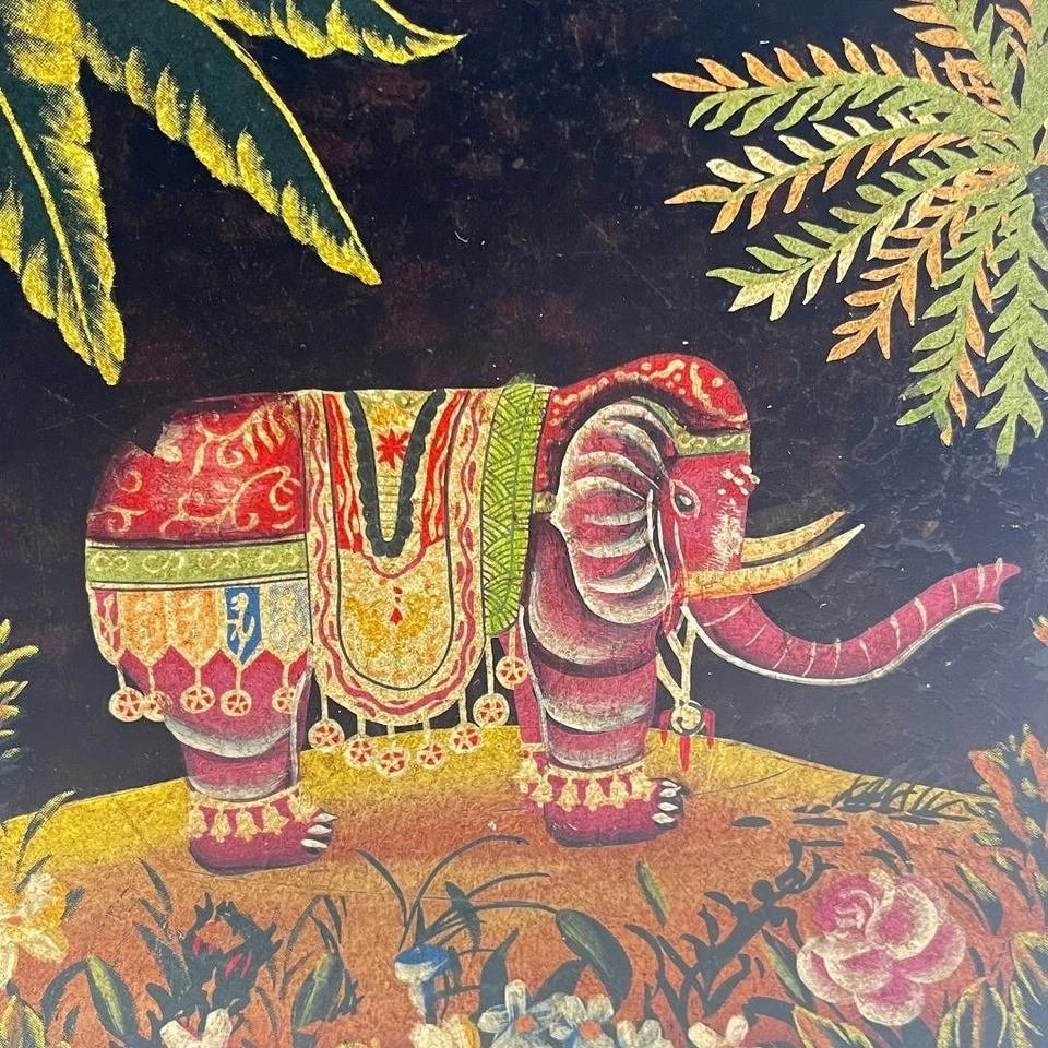 VTG Mid Century Mod Plate Elephant Palm Tree Collectible Flora Tusks10"Dia*READ* - Image 2 of 4