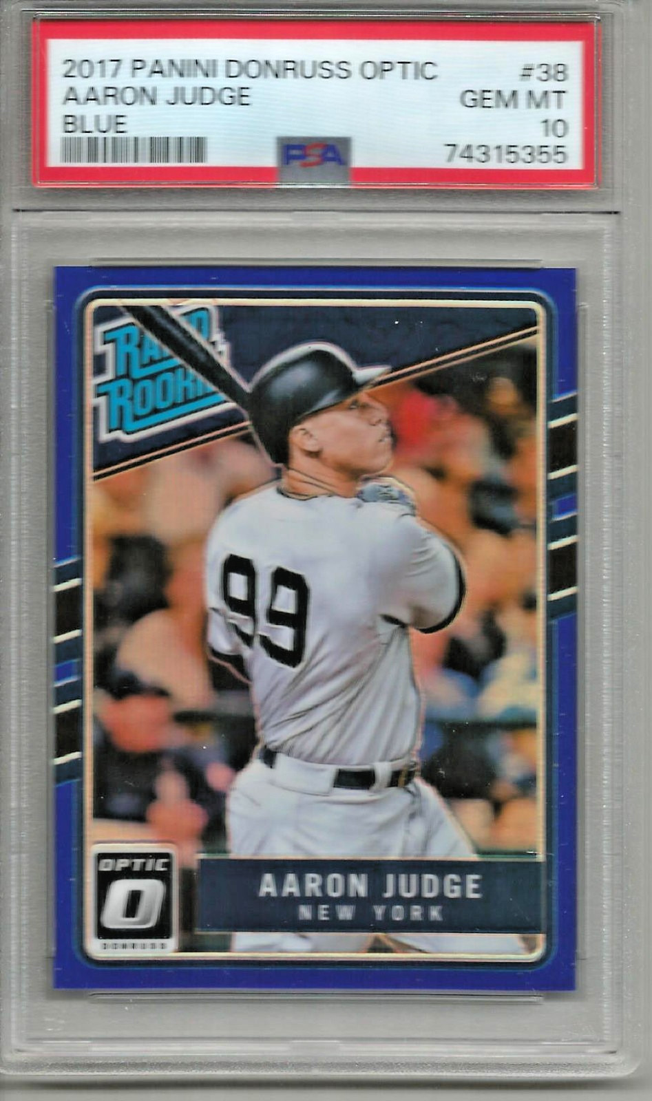 Aaron Judge 2017 Panini Donruss Optic Blue Prizm Rookie #073/149 PSA 10