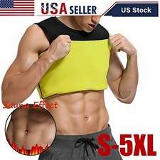 Men Sauna Suit Waist Trainer Vest Sweat Body Shaper Fat Burn Tank Top Shirt Gym