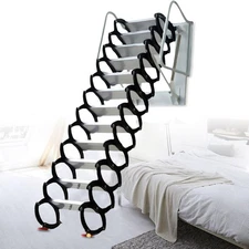 10ft Attic Ladder Wall Mount Loft Pull Down Attic Stairs Folding Ladder 12 Steps