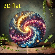 Retro Cosmic Vortex Aluminum Wall Hanging,8X8 Inch Round Metal Decorative Sign F