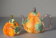 Pumpkin teapot Thanksgiving Halloween ceramic porcelain sugar candy Bowl