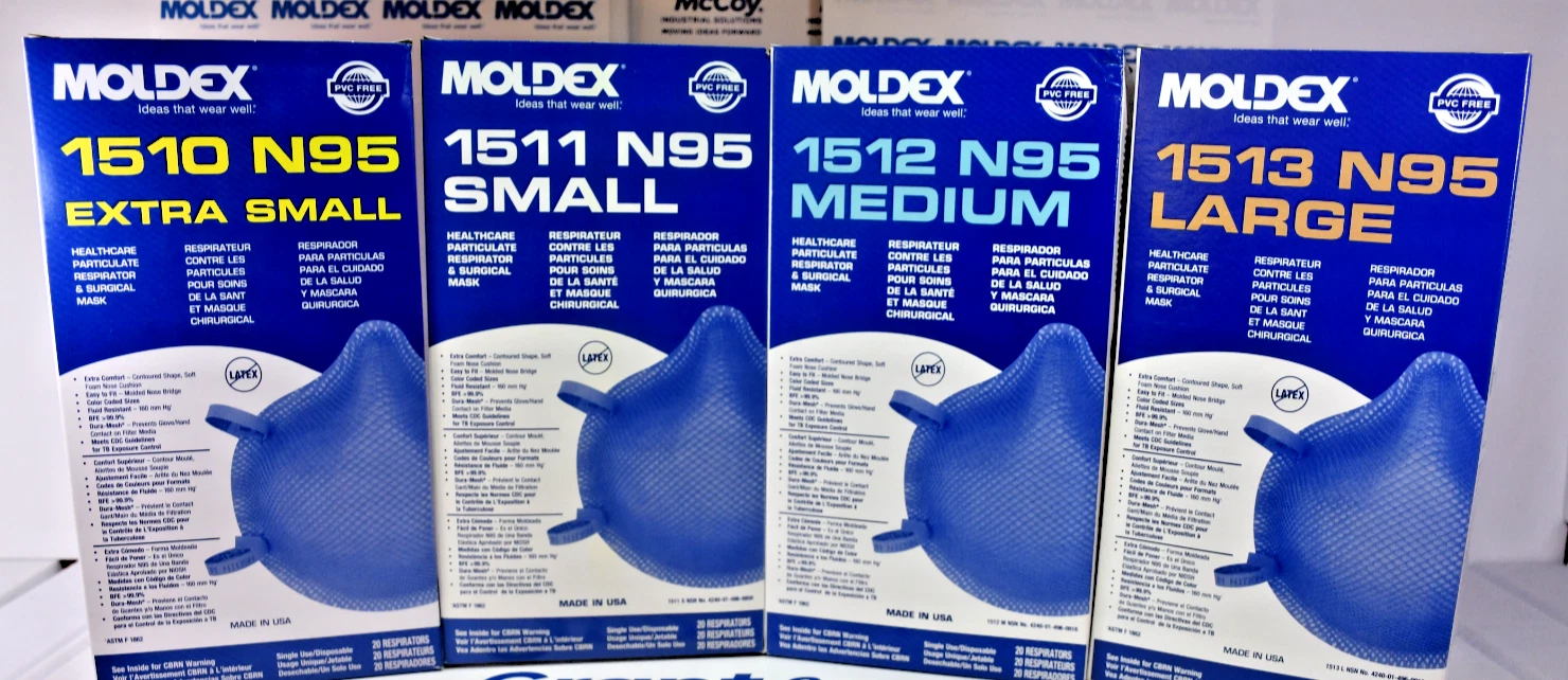 N95 Moldex 1500 Respirator Dust Flu Face Masks, NIOSH Approved, 20 Pack