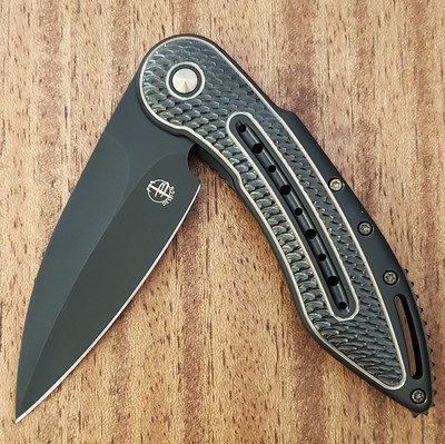 Todd Begg Design Custom Glimpse 5.5  Knife  Black & Gold  Cracked Ice Finish