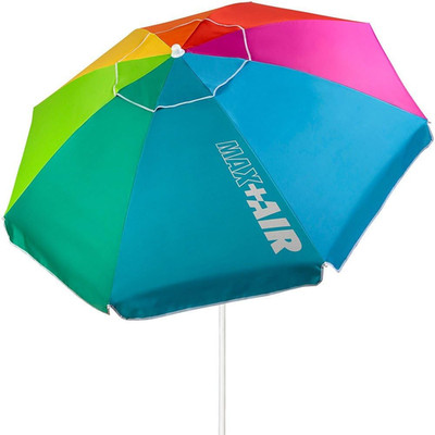 Großer Strandschirm, Ø200 Cm, Windproof Sonnenschirm, UV 50 Schutz, Mehrfarbig,