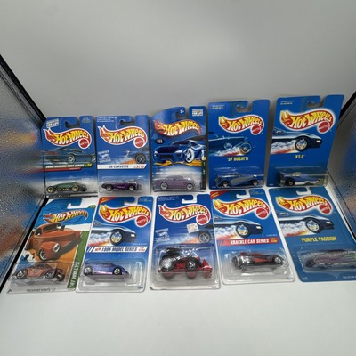 Hot Wheels Lot Of (10)  , Most Blue Card , 58 Corvette, Purple Passion LOOK