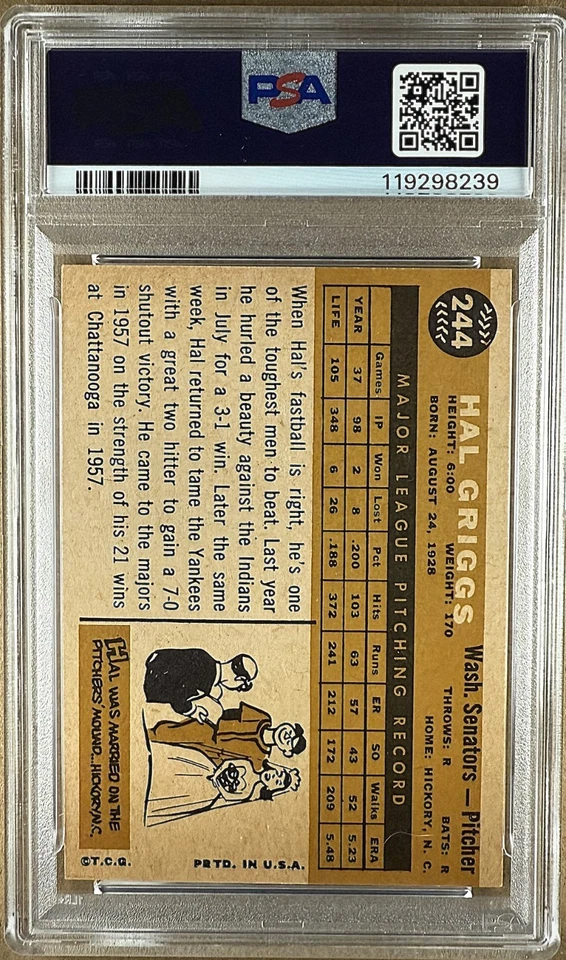 1960 Topps Baseball (lote de 12) #363 Gene Stephen #483 Camilo Pascual PSA 7 casi nuevo Foto 4 de 4