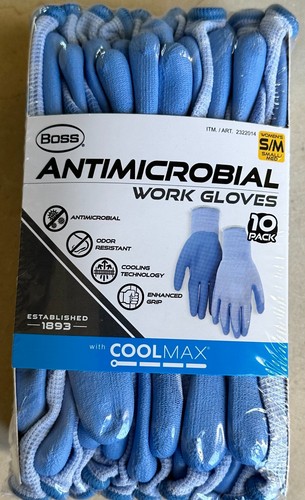Boss 10 Pair Antimicrobial Women's Work Gloves with Grip Coating, CoolMax Core - 第 2/5 張圖片