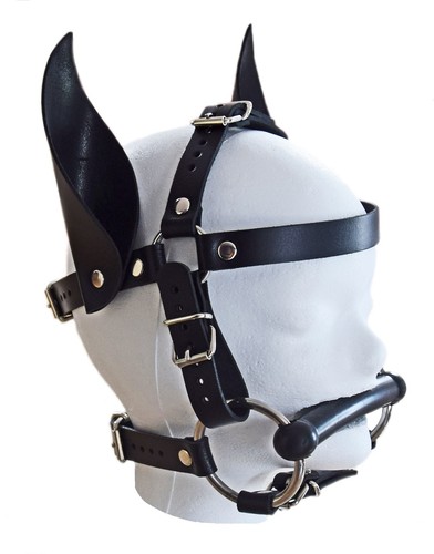 BDSM Pferd Kopfgeschirr Petplay Pony Leder Maske Knebel Pferdemaske schwarz neu - 第 1/1 張圖片