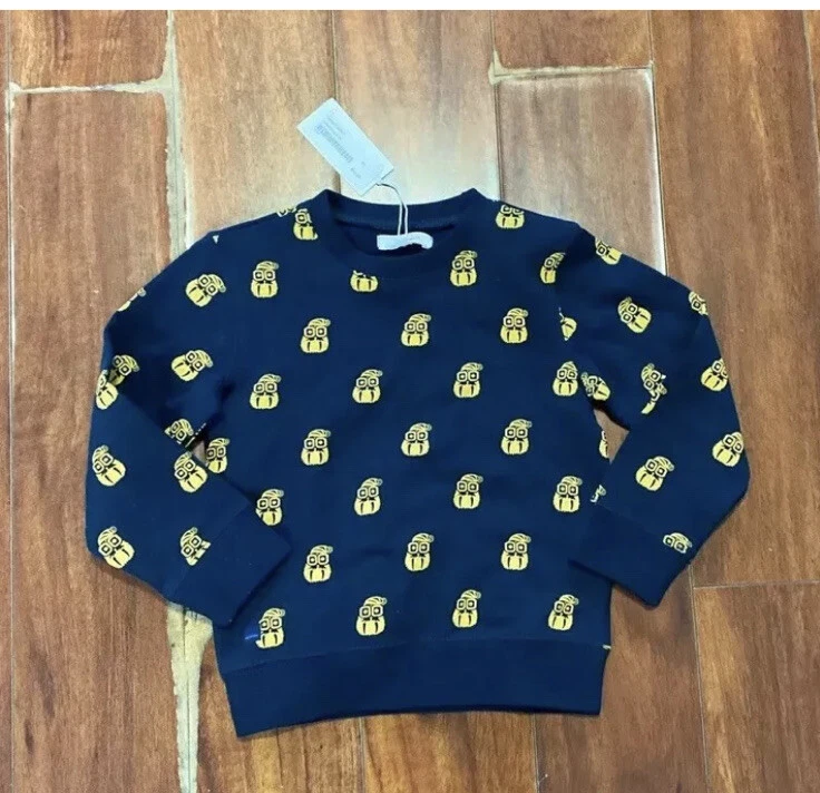 CATIMINI SWEATER Sz 4 Boys Hipster Print Blue Long Sleeves - Image 2 of 4