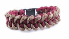 550 Paracord Bracelet Fishtail Weave Burgundy Brown