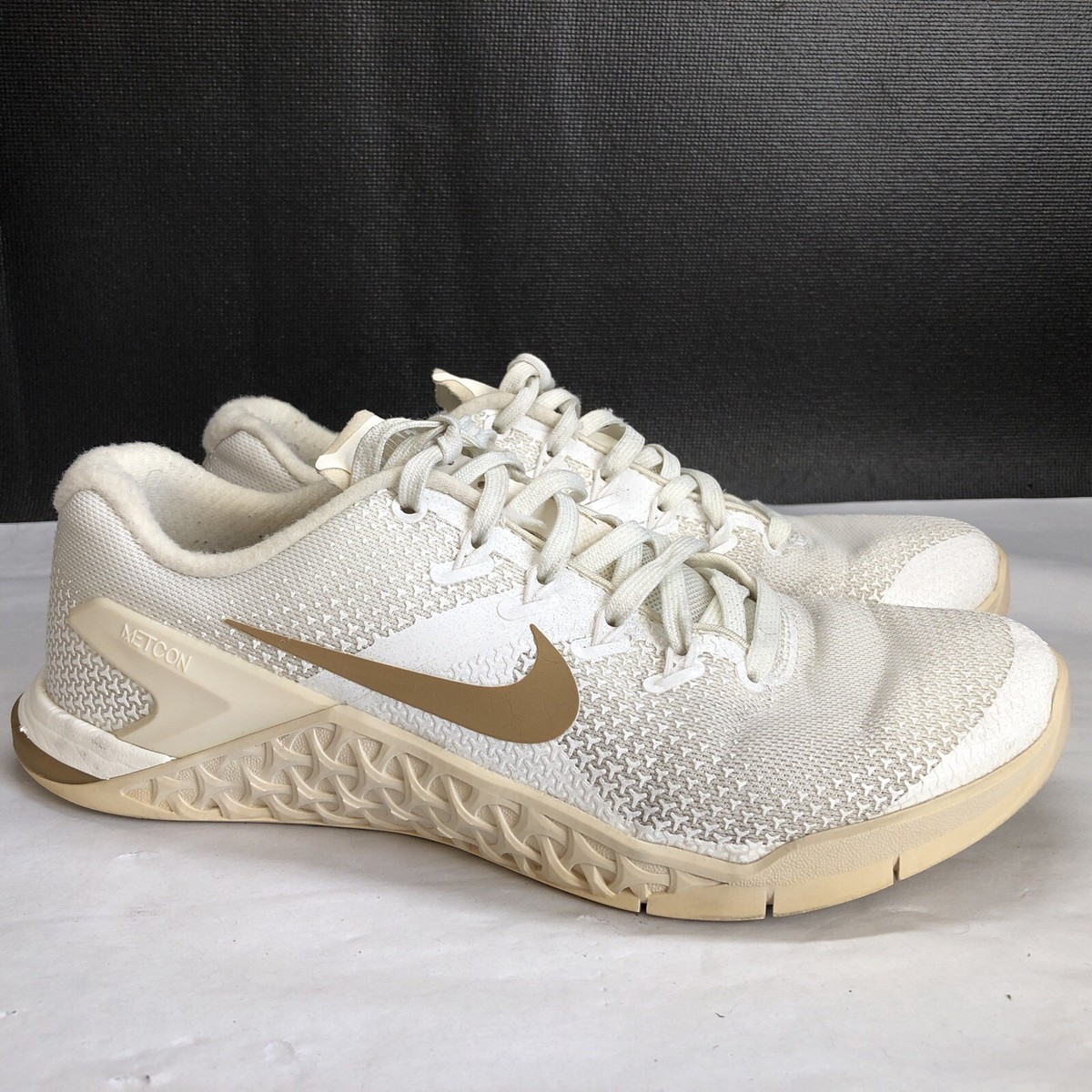 white and gold metcons