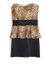 Wild Daisy Juniors Dress XL NEW Strapless Leopard Animal Print Prom Formal